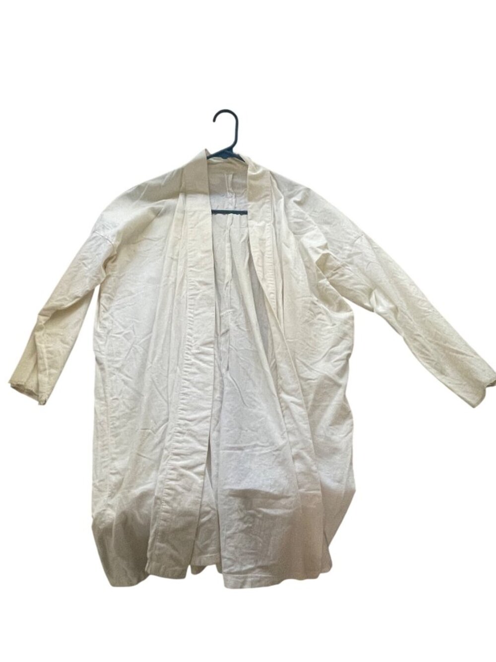 M Lightweight Open Front White Longline Casual Robe With Long Sleeves